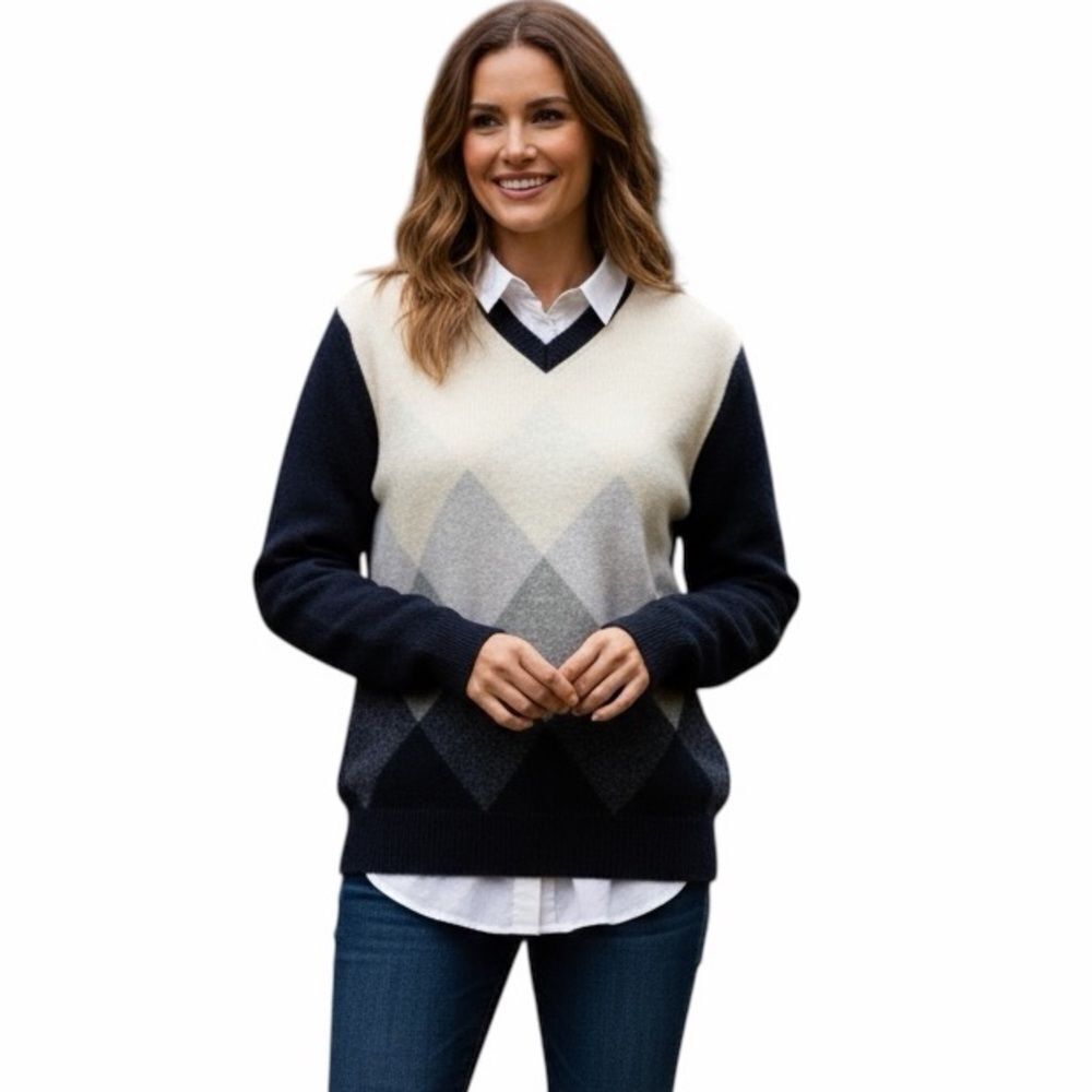 Express 100% Lams Wool Argyle Women’s Sweater S